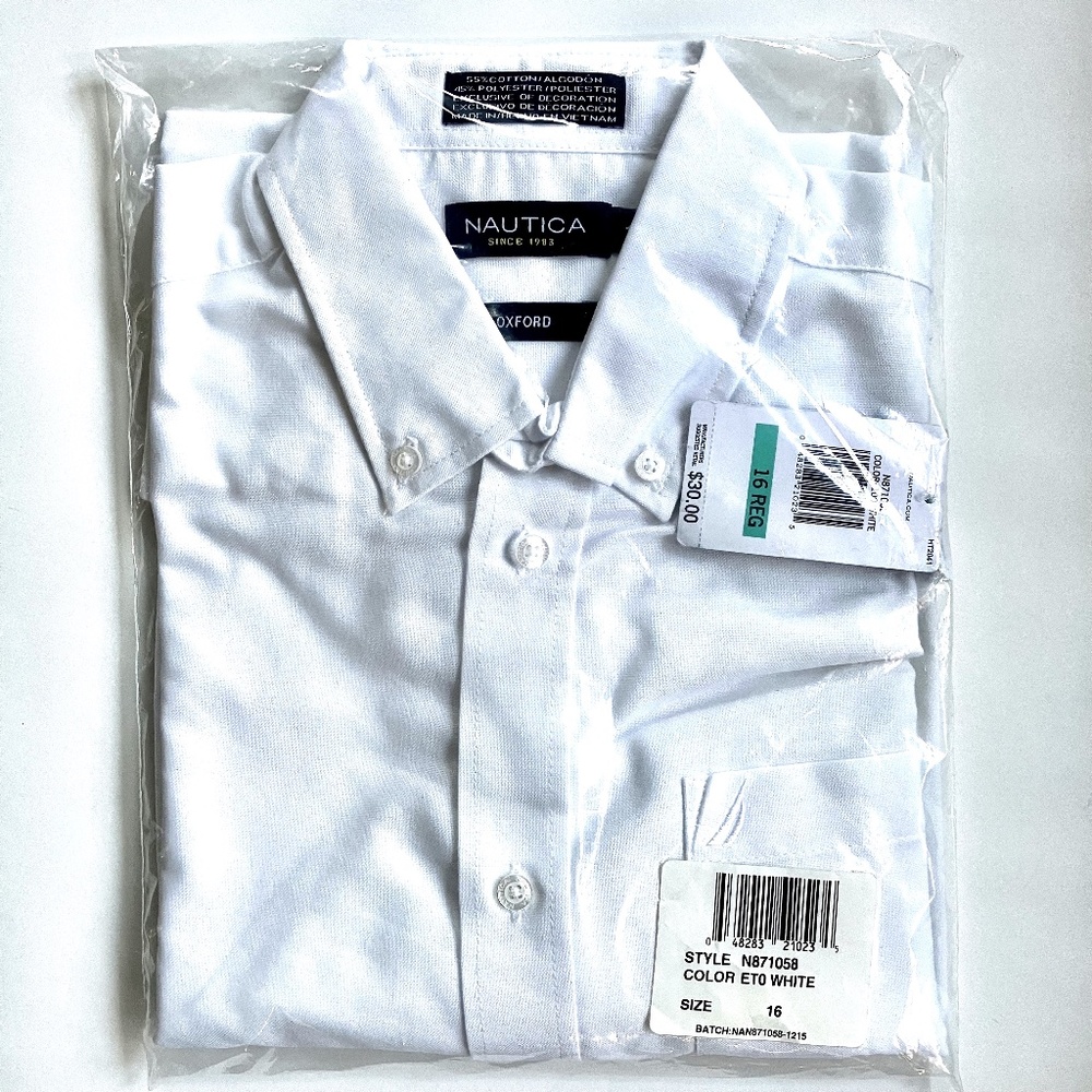 Nautica White Oxford Button Down Shirt Boy's 16